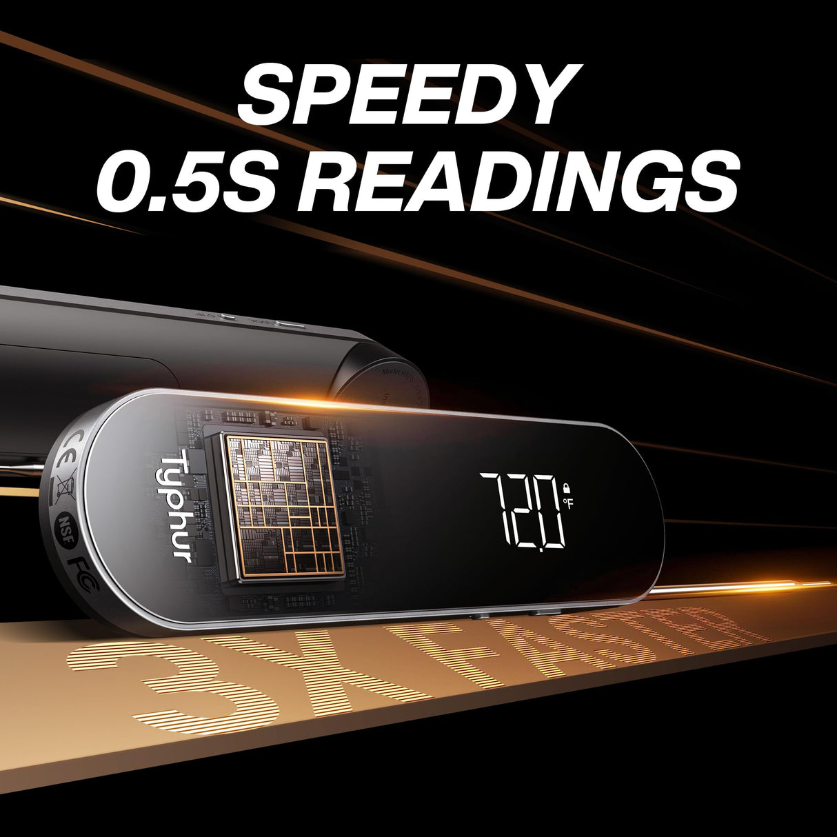 Typhur InstaProbe Core 0.5 Sec Instant Read Meat Thermometer for Cooking, Professional Meat Thermometer Digital with IP67 Waterproof for Grill, BBQ, Cooking, Smoker, Home Brewing, NSF Certified Typhur