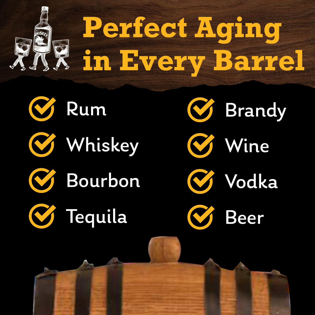 Red Head Barrels - 2 L Premium Distillery-Grade Oak Barrels for Aging Whiskey, Rum, and More, Ideal for Whiskey Barrel or Wine Barrel, American Charred Oak Barrel with 12-Page Cocktail Recipe Booklet Red Head Barrels