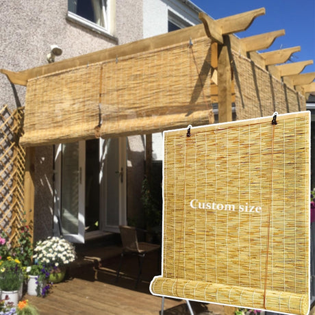 Retro Patio Roller Bamboo Blinds Roman Shades Custom Size, 10" 12" 24" 28" 36" 40" 48" 56" 60" 72" 77" Bamboo Roll Up Blinds Light Filtering, Breathable, Privacy Curtains, Cordless WoodArtSupply