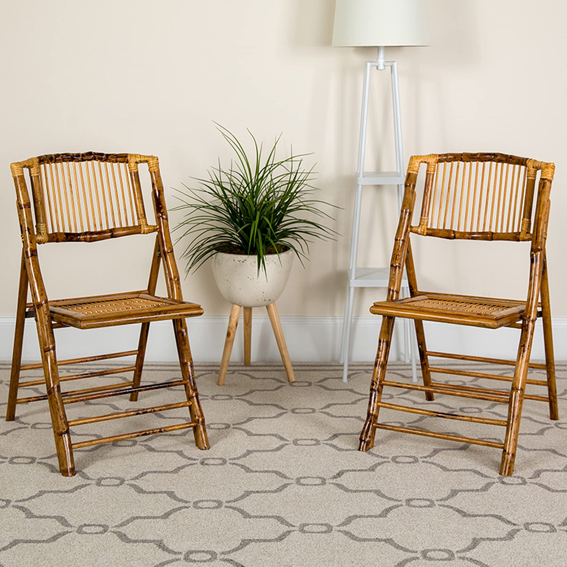 Flash Furniture 4 Pack American Champion Bamboo Folding Chair - WoodArtSupply