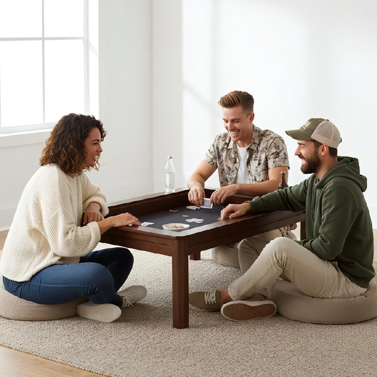 Casaphoria Solid Wood Board Game Coffee Table with Removable Top, Space-Saving 3-in-1 Convertible for Gaming, Dining & Living Room Includes Play Mat & Cup Holders (48” x 33”, Black Walnut) Casaphoria