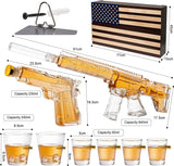AR15 Whiskey Gun Decanter Flag Set - 1000ml Rifle & Pistol Set - Hanging Storage American Flag Gift Box & Bullet Glasses & Shot Glass, Great Gift - Army, Navy, Marine, Veterans & Gun Enthusiasts Gifts The Wine Savant