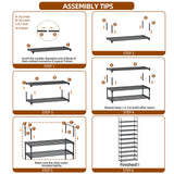 Saincustom 10 Tier Metal Shoe Rack, Tall Shoe Rack for Entryway, Shoe Organizer for Closet, Shoe Storage for Front Door Entrance & Entryway, Black Large Long Shoe Stand Holder Adjustable Shelf Height Saincustom