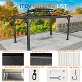 HOTEEL 10x15 Hardtop Gazebo with Heavy Duty Galvanized Steel Double Roof, Aluminum Frame, Flame-Resistant Curtains and Netting, Outdoor Permanent Pavillon for Backyard, Black Hoteel
