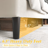 Acurax Queen Size Bed Frame with Velvet Upholstered Headboard, Platform Bed Frame with Metal Support, Fully Upholstered Mattress Foundation, No Box Spring Needed, Noise Free, Easy Assembly, Beige Acurax