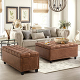 Grepatio 51" Ottoman Storage Benches, 30 Gallons End of Bed Storage Bench, Large Rectangular Ottoman, Button-Tufted Ottomans with Storage for Living Room Bedroom, Foot of Bed (Brown) Grepatio