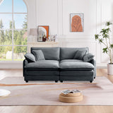 Qupeife Modular Sectional Sofa with 2 Ottoman, Cloud Couch Sectional 4 Seat Sofa, Small Sectional Couch for Living Room (Grey, Loveseat with 2 Ottomans) Qupeife