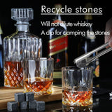 Whiskey Decanter Set for Men, Whiskey Glasses and Decanter with Cooling Stones Clear Glass Whisky Liquor Decanter Set for Whiskey Bourbon Rum Men Fathers'Gift INFTYLE