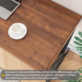 FurniChoi Real Wood Computer Desk, Modern Natural Wood Home Office Desk, Rustic Solid Wood Work Study Writing Desk, Farmhouse Workstation PC Gaming Executive Table for Bedroom, Brown, 47 inch FurniChoi