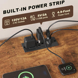 EKNKOZY Dresser TV Stand with 8 Drawers, Dresser TV Stand with LED Lights & Power Outlets, Bedroom Dresser, Chest of Drawers for 55'' Long TV, Wide Fabric Dresser (Rustic Brown) EKNKOZY