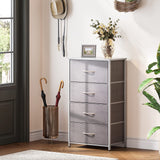 ODK Dresser for Bedroom with 4 Storage Drawers, Small Dresser Chest of Fabric Drawers with Sturdy Steel Frame, Wood Top, Light Grey ODK