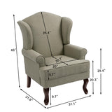 UIXE High Back Accent Chair for Living Room, Comfy Upholstered Arm Chair in Fabric with Retro Solid Wood Legs, Traditional Armchair Single Sofa Reading Seat - Light Camel UIXE