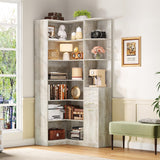 IRONCK Corner Bookshelf, 76" Tall Corner Bookshelves, 6 Tiers L-Shaped Bookcase with 10 Open Shelves and 2 Storage Drawers for Living Room or Home Office IRONCK