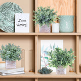Winlyn Set of 3 Small Potted Plants Artificial Eucalyptus in Wood Box Faux Eucalyptus in Pots Desk Plants Greenery Centerpiece Table Decorations for Farmhouse Kitchen Windowsill Shelf Entryway Decor Winlyn