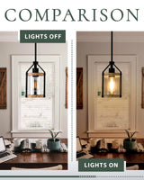 HANASS Farmhouse Pendant Light Fixtures, Wood and Glass Pendant Lighting for Kitchen Island, Rustic Hanging Lights MD89418-B HANASS