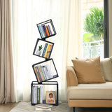 Bookshelf, 4-Tier Geometric Black Bookcase, 49" Tall Modern Corner Bookshelf, Storage Shelves for CDs/Books/Home Decor, Display Shelf for Living Room, Bedroom, Study Room, Nursery Room, Home Office Weltallina