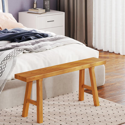 RUBAPOSM Handmade Solid Wood Noodle Bench 45 in Long Farmhouse Bench for End of Bed Entryway Slim Shoe Storage Stool Entry Stool Hallway Dining Farmhouse or Living Room