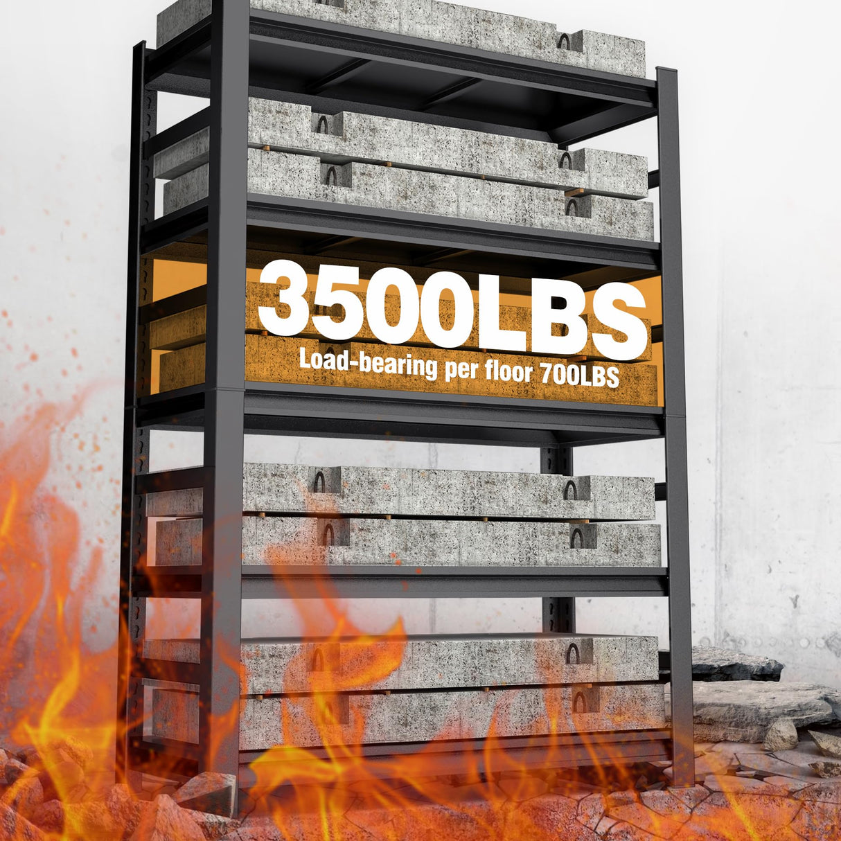 78"H Garage Shelving Heavy Duty Shelving Units, 3500LBS Large Capacity Adjustable 5 Tier Metal Garage Storage Shelves Industrial Shelf Rack for Warehouse and Basement, 18"Dx 47.2"Wx78"H, Black ErgoNova