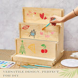 Barydat 2 Pcs 3 Tiered Greeting Card Display Stand Wooden Organizer Racks for Sticker Craft Brochure Table Tabletop Vendors Retail Counter Trade Shows Showcase Barydat