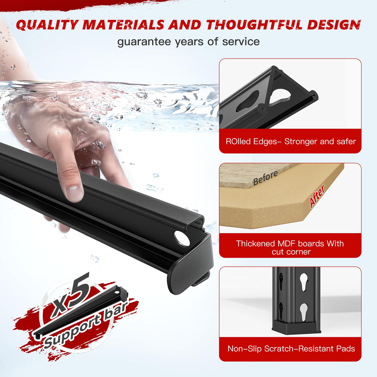 REIBII 2020LBS Storage Shelves 5 Tier Garage Shelving Heavy Duty Adjustable Garage Shelves, Utility Rack Shelf, Shelving Units for Storage Warehouse Pantry Closet, 35.5" W x 11.9" D x 72" H, 2 Pack REIBII