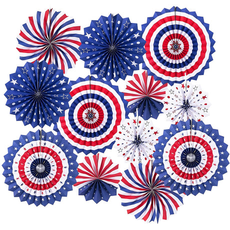 4th of July Patriotic Decorations Outdoor, Memorial Day Decorations, Fourth of July Decorations for Home, Hanging Paper Fans for Independence Flag Day Party Decor LRCXL