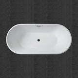 WOODBRIDGE 67" Acrylic Freestanding Bathtub Contemporary Soaking Tub, White Acrylic (Matte Black Drain/Overflow), B0013-MB-Drain &O WOODBRIDGE
