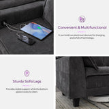 TYBOATLE 85" W Living Room Couch, Comfy Mid-Century Modern Grey Couch w/2 USB Charger & Wide Arms, 3 Seater Sofa w/2 Side Pockets for Bedroom, Apartment, Office TYBOATLE