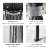 Outsunny 10' x 12' Hardtop Gazebo with Curtains and Netting, Permanent Pavilion Metal Double Roof Gazebo Canopy with Aluminum Frame and Hooks, for Garden, Patio, Backyard, Gray Outsunny