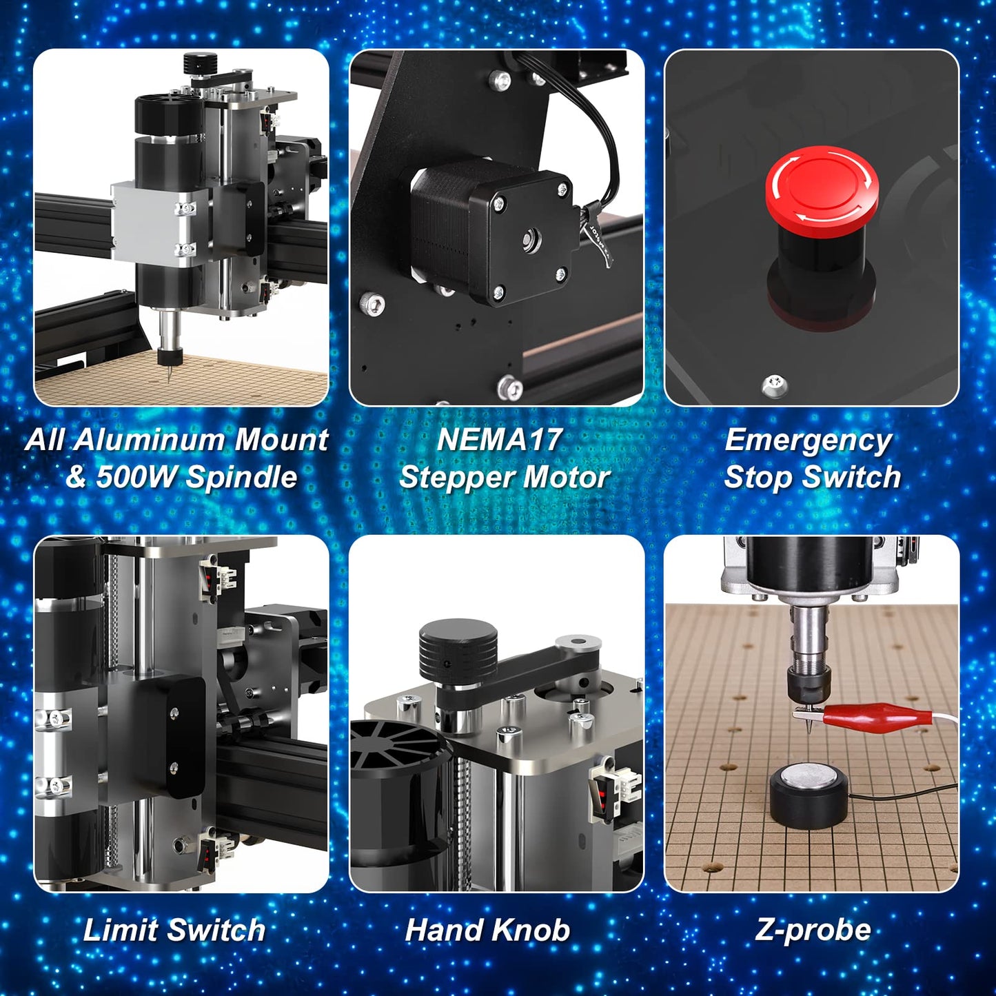 500W CNC Router Machine, 4540 CNC Machine for Metal, 3-Axis Stainless Steel Engraving Milling Machine for Carving Cutting Wood Acrylic PCB MDF Nylon, Working Area 430x390x90mm (16.9x15.4x3.5” - WoodArtSupply