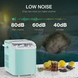 SMUG Countertop Ice Maker, 9 Cubes in 6 Mins, 26lbs in 24Hrs, 2 Sizes of Bullet Ice, Auto-Cleaning, Portable Ice Machine with Handle, Basket and Scoop for Home Kitchen, Party and Camping (Green) SMUG