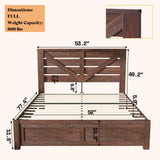 AMERLIFE Full Size Farmhouse Bed Frame with 49.2" Barn Door Headboard, Platform Bed Frame with Wood Slats, Under Bed Storage Space, Noisy Free, Easy Assemble, Reclaimed Barnwood AMERLIFE