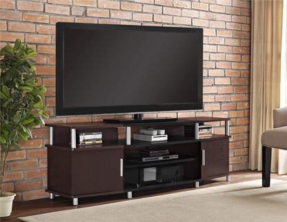 Ameriwood Home Carson TV Stand for TVs up to 70", Cherry - WoodArtSupply