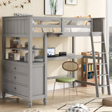 Bellemave Grey Loft Bed with Desk and Storage for Kids and Teens Bellemave