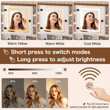 SANYOAC Farmhouse Vanity Desk with Mirror and Lights, Makeup Vanity Desk for Women Girls SANYOAC