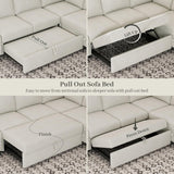 Belffin Oversized Sleeper Sofa U Shaped Modular Sectional Couch with Double Storage Chaise Convertible Sofa Bed. White Couch Belffin