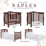 Dream On Me Addison 4-in-1 Convertible Mini Crib in Espresso, Greenguard Gold Certified, Non-Toxic Finishes, Built of New Zealand Pinewood, Comes with 1” Mattress Pad Dream On Me