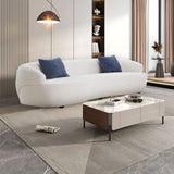 KEVINSPACE 86.61" Curved Sofa, Mid Century Modern Living Room Sofa, 3 Seater Boucle Couch with 2 Pillows, Luxury Curved Back Sofa Cream Couch for Bedroom, Office, Apartment, Beige KEVINSPACE