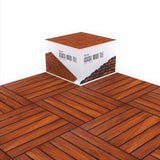 flybold Acacia Wood Patio Flooring Interlocking Deck Tiles (Pack of 10, 12" x 12") Waterproof UV Protected All Weather Tile for Composite Decking Dance Floor for Outdoor Party Balcony flybold