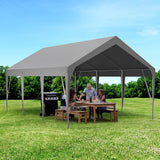 13x20ft Heavy Duty Carport Outdoor Car Canopy UV Resistant Waterproof Party Tent All-Season Portable Garage Gazebo Shelter for Car, Storage Shed (Gray) Wpond