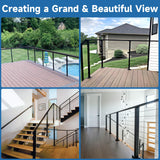 Gyykzz 4 Pack Cable Railing Post 36Inch, Level Drilled Railing Post with Flat Design Silicon Rings, Stainless Steel Horizontal Hole Deck Wire Railing Posts, Black Flat Top Metal Post (No Handrail) Gyykzz