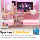 Queen Size Loft Bed with Desk,Metal Heavy Duty Queen Loft Beds with Stairs,Wardrobe and Shelves, High Gaming LoftBed with LED Light and USB Charging Station for Adults,Teens, White Mirightone