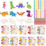 JOTIKO 24 Pack Dinosaur Party Favors Painting Toys – Kids Birthday Goodie Bag Filler Pinata Stuffers Classroom Prizes Exchange Gifts, Dinos Wood Keychain Paint Kits Arts and Crafts for Kids Girls Boys JOTIKO