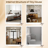 20FT Tiny House to Live in,Portable Prefab House with 2 Bedroom,1 Full Equiped Bathroom and Kitchen,Prefabricated Container House for Adults Living,Foldable Mobile Home with Steel Frame AMGUI