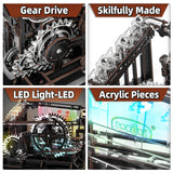 OWNONE 1 3D Wooden Puzzle Marble Run with LED Lights, Wooden Model Building Kits for Adults, Wood Mechanical Puzzle Building Set, Office Desk Decor Gift for Men Adults (312 PCS) OWNONE 1