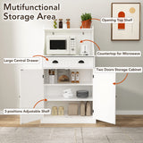 HOLTICO 54" Freestanding Kitchen Pantry Storage Cabinet with Doors and Adjustable Shelves, Microwave Oven Stand with Drawer for Kitchen, Bathroom or Hallway, White HOLTICO