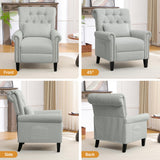 choairy Pushback Recliner Chair, Accent Push Back Chair with Adjustable Footrest Wingback, Upholstered Linen Fabric Reclining Sofa with Side Pocket, Comfy Modern Armchair for Living Room, Light Grey choairy