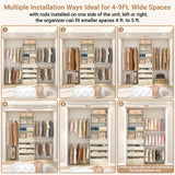 Aheaplus Closet System Set of 2, 4-9Ft Wood Closet Organizer with Drawers & Shelves, Closet Organizer System with 8 Hanging Rods, Walk-in Closets Organizer Wardrobe Closet Rack, White Oak Aheaplus