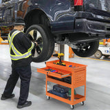 Pelnuies 3 Tray Tool Cart with Drawers, 400 LBS Capacity Rolling Tool Cart on Wheels, Heavy Duty Utility Cart with Pegboard, Mechanic Tool Storage Cart for Garage, Warehouse and Repair Shop, Orange Pelnuies