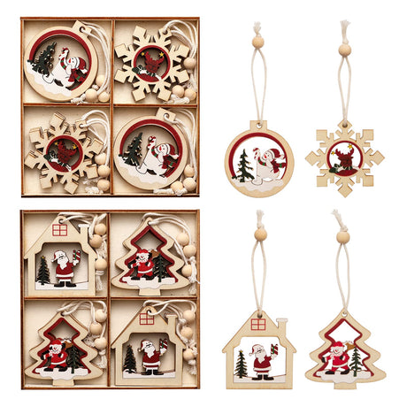 Osborri Christmas Ornaments 2024 Wooden Christmas Tree Ornaments Set, 24 Pcs 3.0" Wood Christmas Hanging Decoration Ornaments with Ropes for Christmas Tree Decorations Osborri