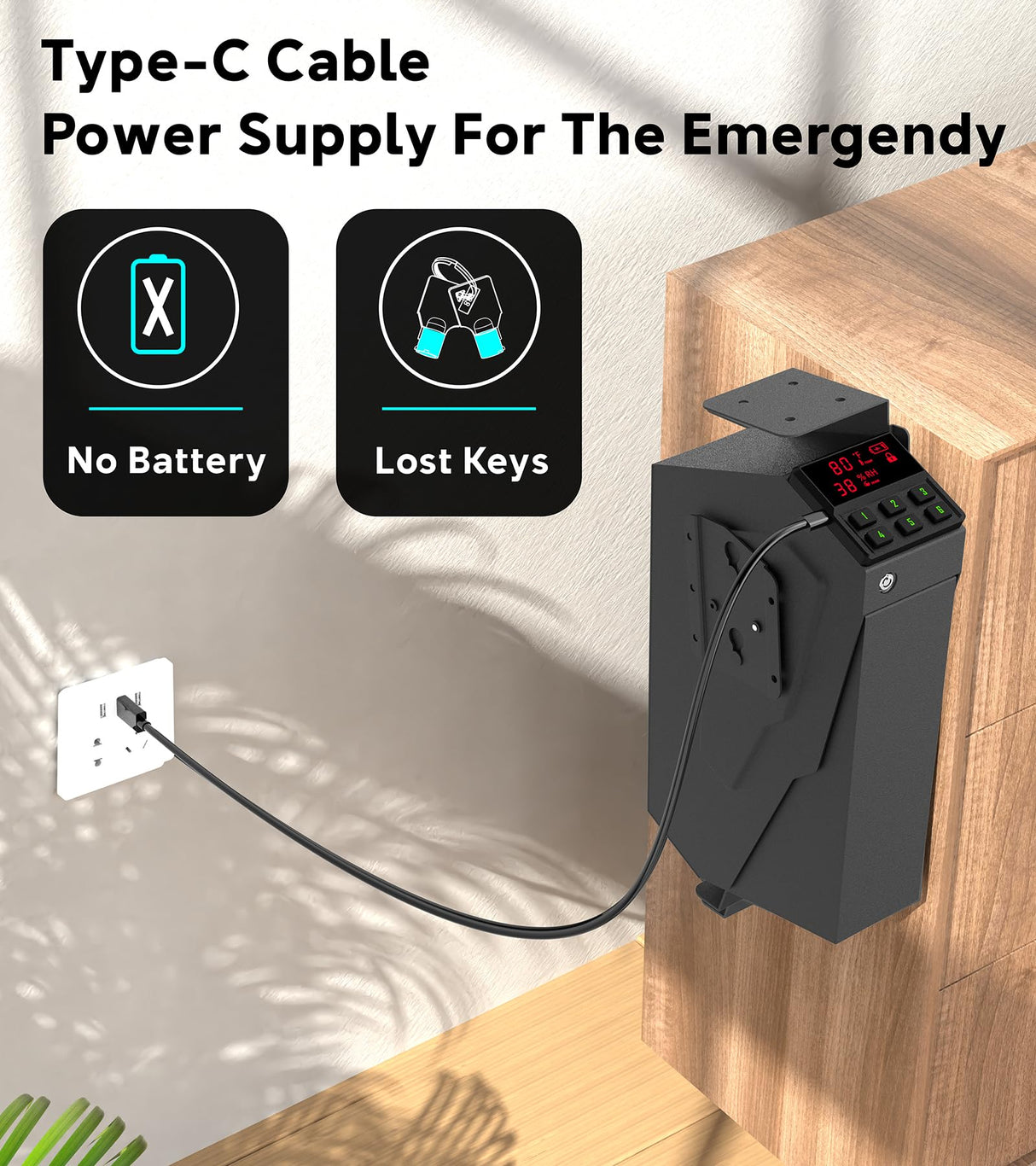 QINGENO Quick-Access Mounted Nightstand Handgun Gun Safe,Auto Open Lid Smart Pistol Safe with Keypad Lock/Key Lock (QG8002E Keypad) QINGENO